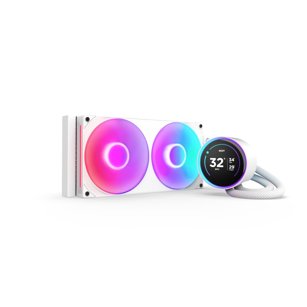 NZXT Kraken Elite 360 RGB 2024 - AIO CPU Liquid Cooler - 360mm Radiator - F360 RGB Core Fan - Customizable 2.72" IPS LCD - NZXT Turbine Pump - AMD® AM5, AM4 - Intel® LGA 1851/1700, 1200/115X - White