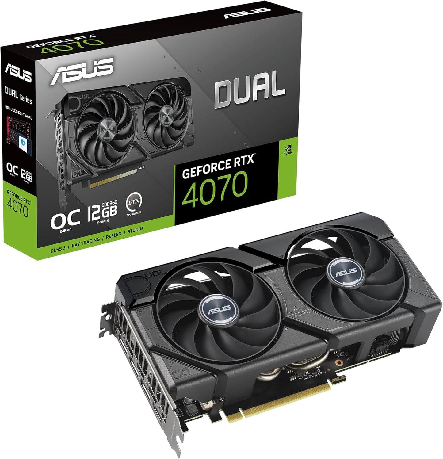 ASUS Dual GeForce RTX™ 4070 EVO OC Edition 12GB GDDR6X is Designed for Broad Compatibility, with a 2.5-Slot Design, Axial-tech Fan Design, 0dB Technology, Auto-Extreme Technology, and More (Renewed)