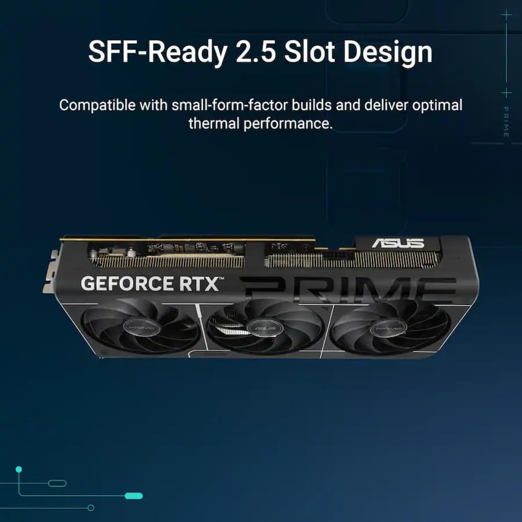 ASUS Prime GeForce RTX 5080 OC Edition Triple Fan Graphics Card, 16GB GDDR7, 1827 AI Tops, 5th Gen Tensor Cores, DLSS 4, PCIe 5.0, DP 2.1b x3, HDMI 2.1b, with GPU Holder