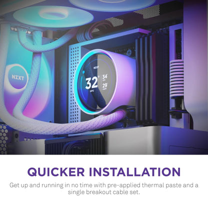 NZXT Kraken Elite 360 RGB 2024 - AIO CPU Liquid Cooler - 360mm Radiator - F360 RGB Core Fan - Customizable 2.72" IPS LCD - NZXT Turbine Pump - AMD® AM5, AM4 - Intel® LGA 1851/1700, 1200/115X - White