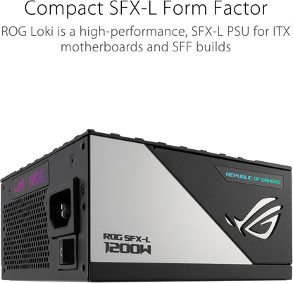 ASUS ROG Loki SFX-L 1200W Titanium PSU (Fully Modular Power Supply, 80+ Titanium, 120mm PWM ARGB Fan, Aura Sync, ATX 3.0 Compatible, PCIe 5.0 Ready, 10 Year Warranty)