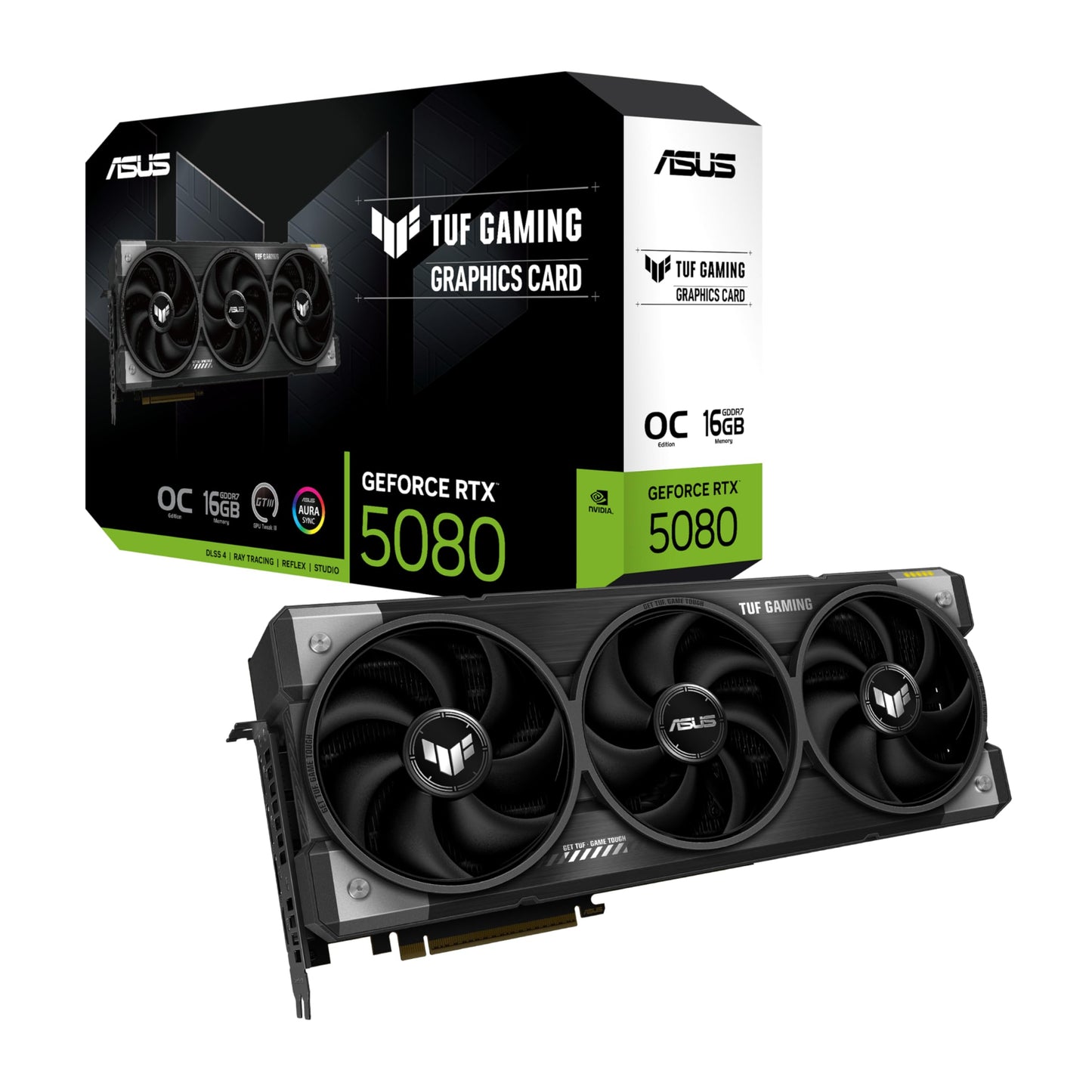 ASUS ROG Astral GeForce RTX™ 5080 OC Edition Graphics Card, NVIDIA (PCIe® 5.0, 16GB GDDR7, HDMI®/DP 2.1, 3.8-Slot, 4-Fan Design, Axial-tech Fans, Patented Vapor Chamber, Phase-Change GPU Thermal Pad)