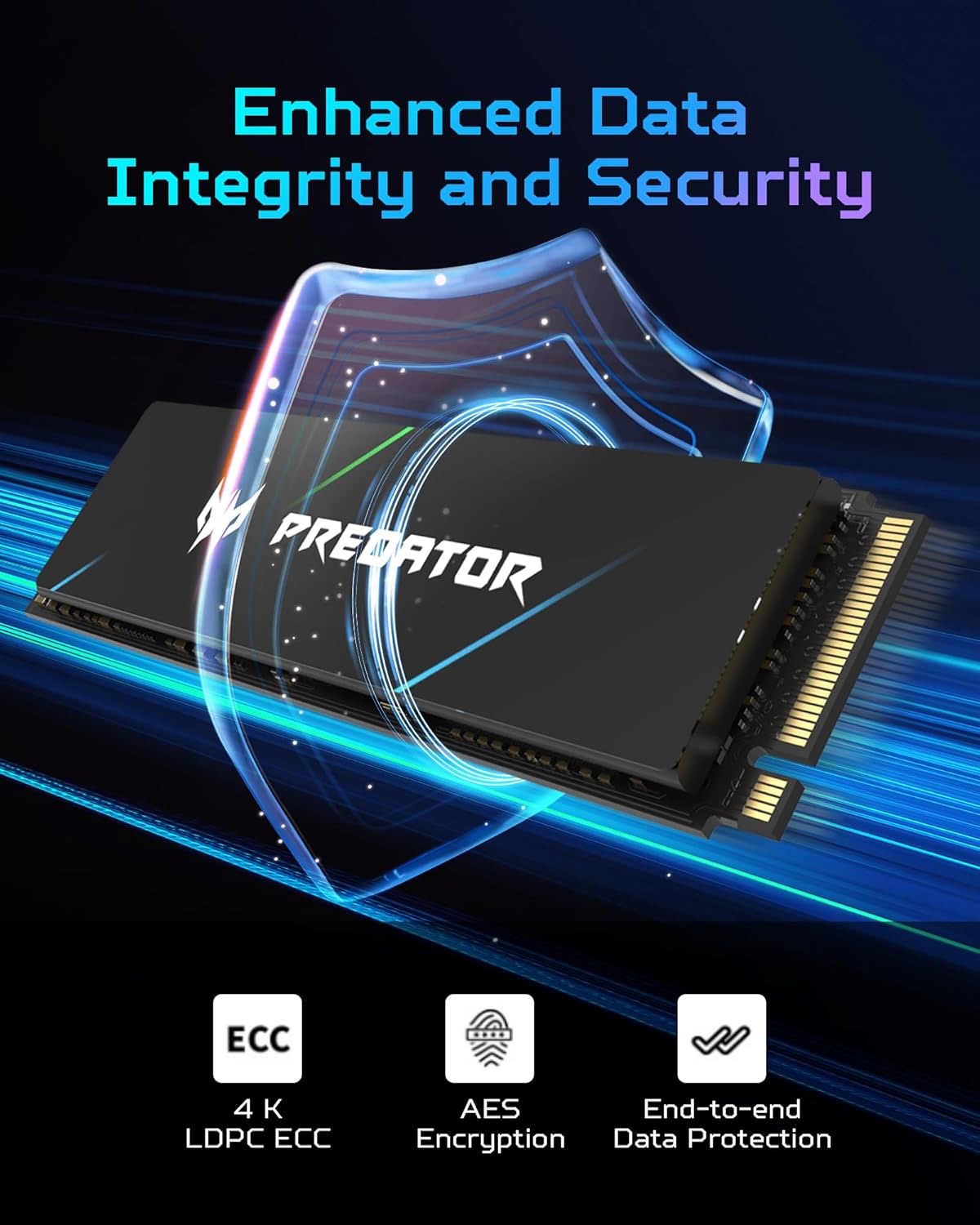 Predator M.2 SSD 2TB GM7000 with DRAM cache NVMe 1.4 2280 PCIe Gen4×4 Ultra high speed (maximum read: 7400MB/s, max write: 6700MB/s) 3D NAND TLC Internal SSD Compatible with PS5 Pro - BL.9BWWR.106