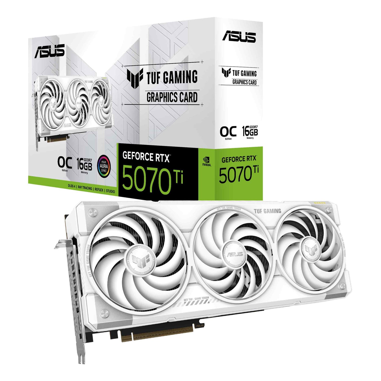 ASUS TUF GeForce RTX™ 5070 Ti 16GB GDDR7 OC Edition Graphics Card, NVIDIA, Desktop (PCIe® 5.0, HDMI®/DP 2.1, 3.125-Slot, Military-Grade Components, Protective PCB Coating, Axial-tech Fans)
