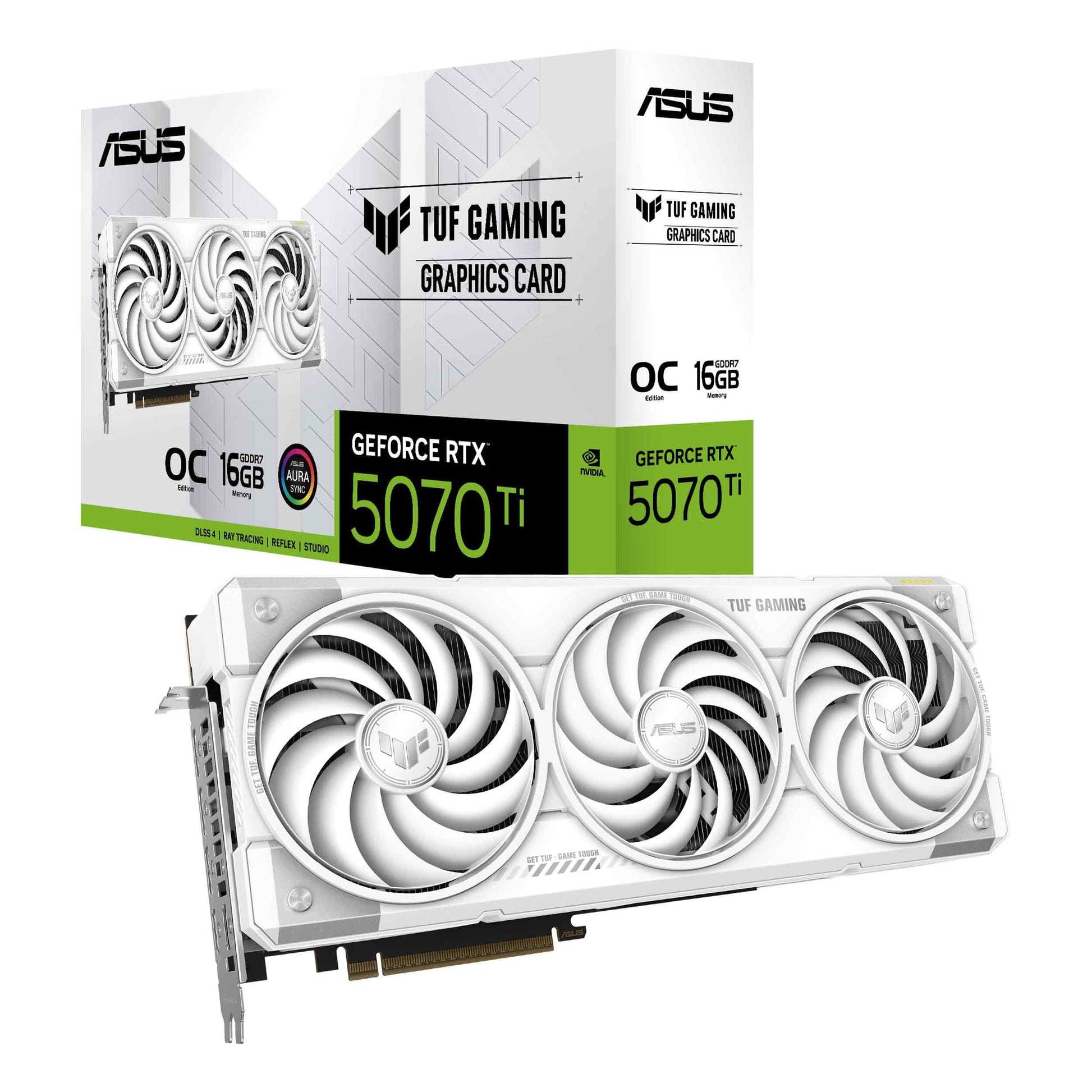ASUS TUF GeForce RTX™ 5070 Ti 16GB GDDR7 OC Edition Graphics Card, NVIDIA, Desktop (PCIe® 5.0, HDMI®/DP 2.1, 3.125-Slot, Military-Grade Components, Protective PCB Coating, Axial-tech Fans)