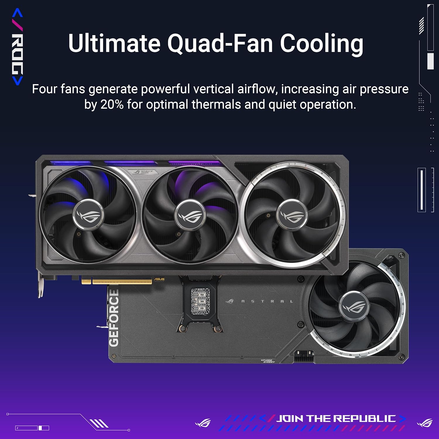 ASUS ROG Astral GeForce RTX™ 5080 OC Edition Graphics Card, NVIDIA (PCIe® 5.0, 16GB GDDR7, HDMI®/DP 2.1, 3.8-Slot, 4-Fan Design, Axial-tech Fans, Patented Vapor Chamber, Phase-Change GPU Thermal Pad)