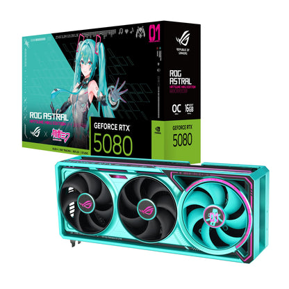 ASUS ROG Astral GeForce RTX™ 5080 OC Edition Graphics Card, NVIDIA (PCIe® 5.0, 16GB GDDR7, HDMI®/DP 2.1, 3.8-Slot, 4-Fan Design, Axial-tech Fans, Patented Vapor Chamber, Phase-Change GPU Thermal Pad)