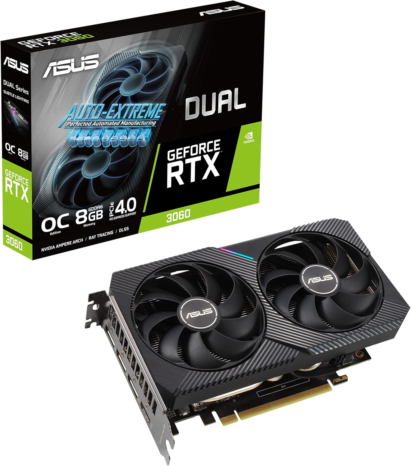 Asus Dual GeForce RTX™ 3060 OC Edition 8GB GDDR6 (PCIe 4.0, 8GB GDDR6, HDMI 2.1, DisplayPort 1.4a) (Renewed)