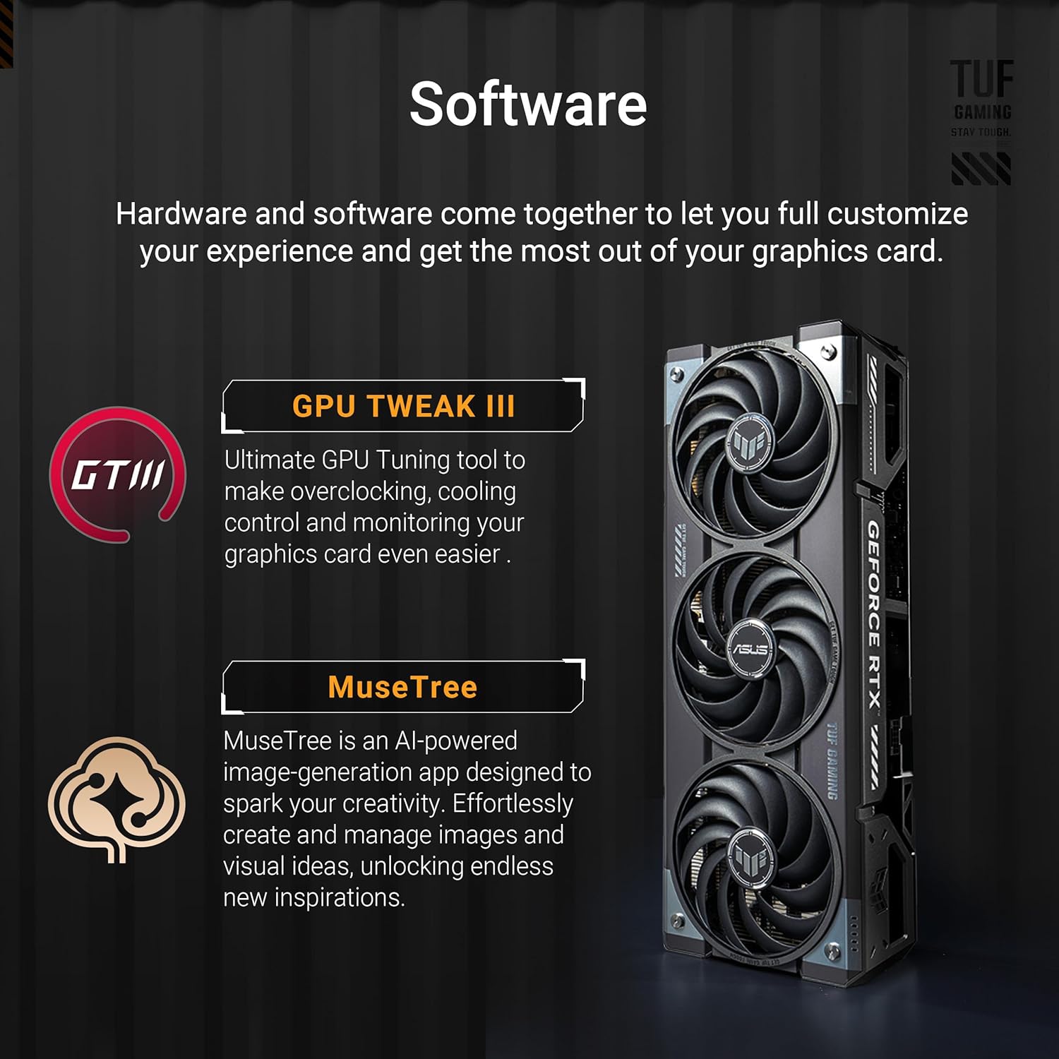 ASUS TUF GeForce RTX™ 5070 Ti 16GB GDDR7 OC Edition Graphics Card, NVIDIA, Desktop (PCIe® 5.0, HDMI®/DP 2.1, 3.125-Slot, Military-Grade Components, Protective PCB Coating, Axial-tech Fans)