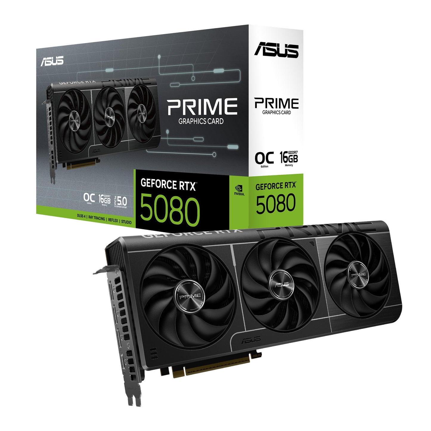ASUS NVIDIA GeForce RTX 5080 Graphic Card - 16 GB GDDR7-7680 x 4320-2.62 GHz Boost Clock - 256 bit Bus Width - PCI Express 5.0 - DisplayPort - 3 x DisplayPort - HDMI