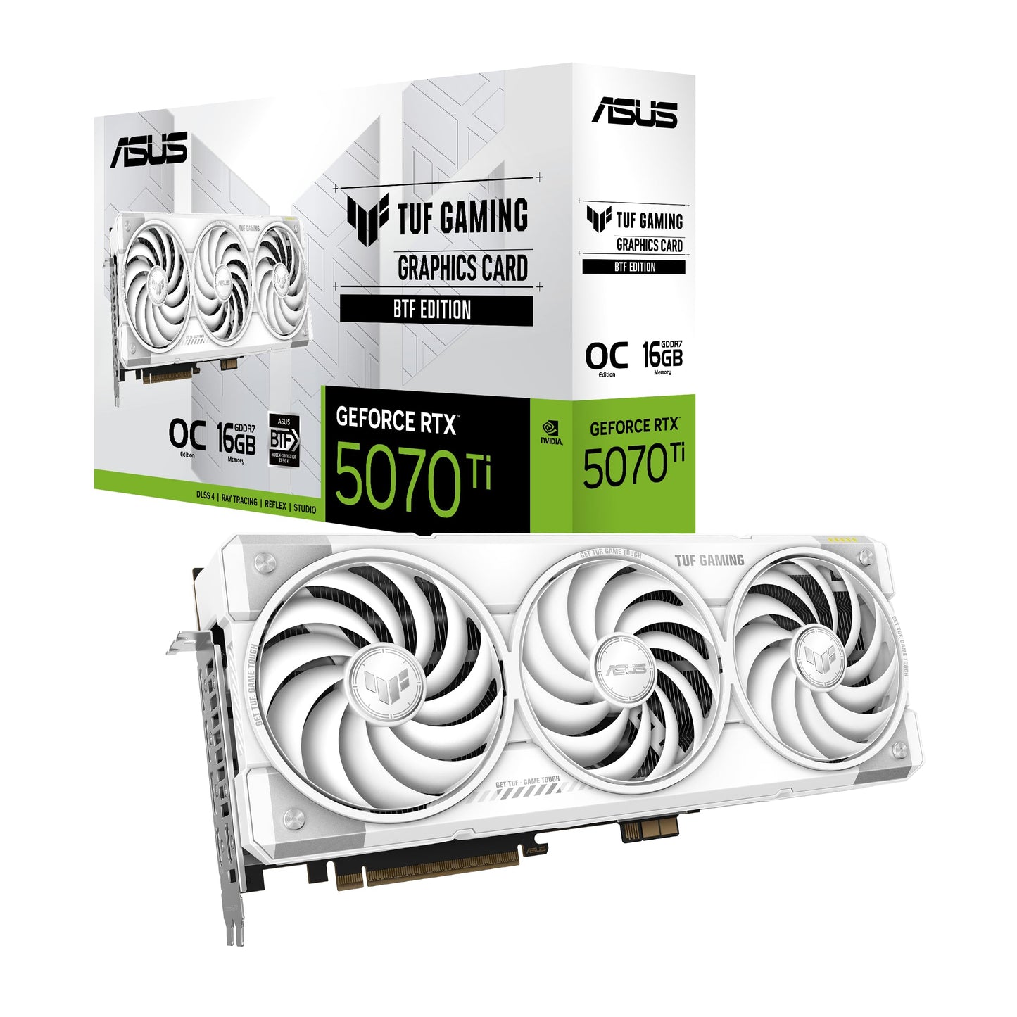 ASUS TUF GeForce RTX™ 5070 Ti 16GB GDDR7 OC Edition Graphics Card, NVIDIA, Desktop (PCIe® 5.0, HDMI®/DP 2.1, 3.125-Slot, Military-Grade Components, Protective PCB Coating, Axial-tech Fans)
