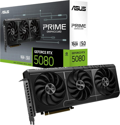 ASUS NVIDIA GeForce RTX 5080 Graphic Card - 16 GB GDDR7-7680 x 4320-2.62 GHz Boost Clock - 256 bit Bus Width - PCI Express 5.0 - DisplayPort - 3 x DisplayPort - HDMI