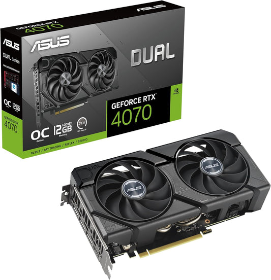 ASUS Dual GeForce RTX™ 4070 EVO OC Edition 12GB GDDR6X is Designed for Broad Compatibility, with a 2.5-Slot Design, Axial-tech Fan Design, 0dB Technology, Auto-Extreme Technology, and More (Renewed)