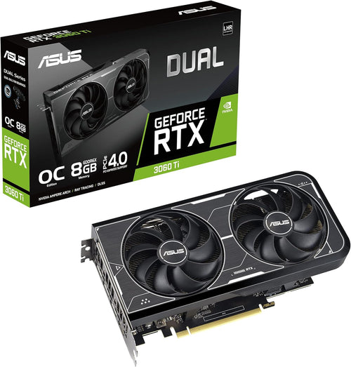 ASUS Dual NVIDIA GeForce RTX 3060 Ti OC Edition Graphics Card (PCIe 4.0, 8GB GDDR6X Memory, HDMI 2.1, DisplayPort 1.4a, 2-Slot Design, Axial-tech Fan Design, 0dB Technology, and More) (Renewed)